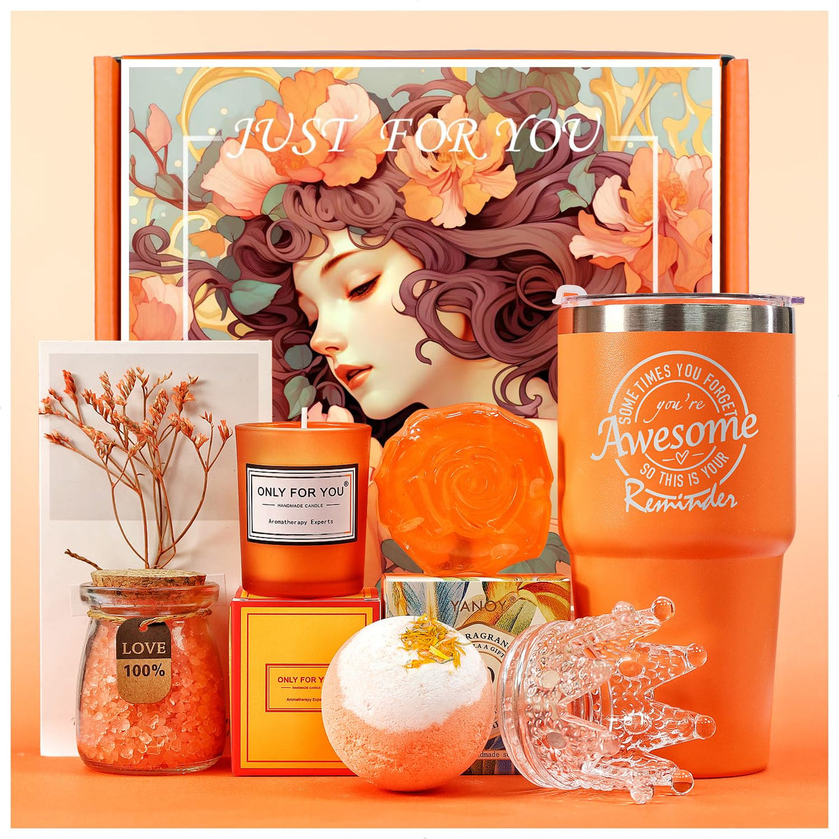 Vansonana Gift Box with bright orange cover showcasing premium spa gifts.