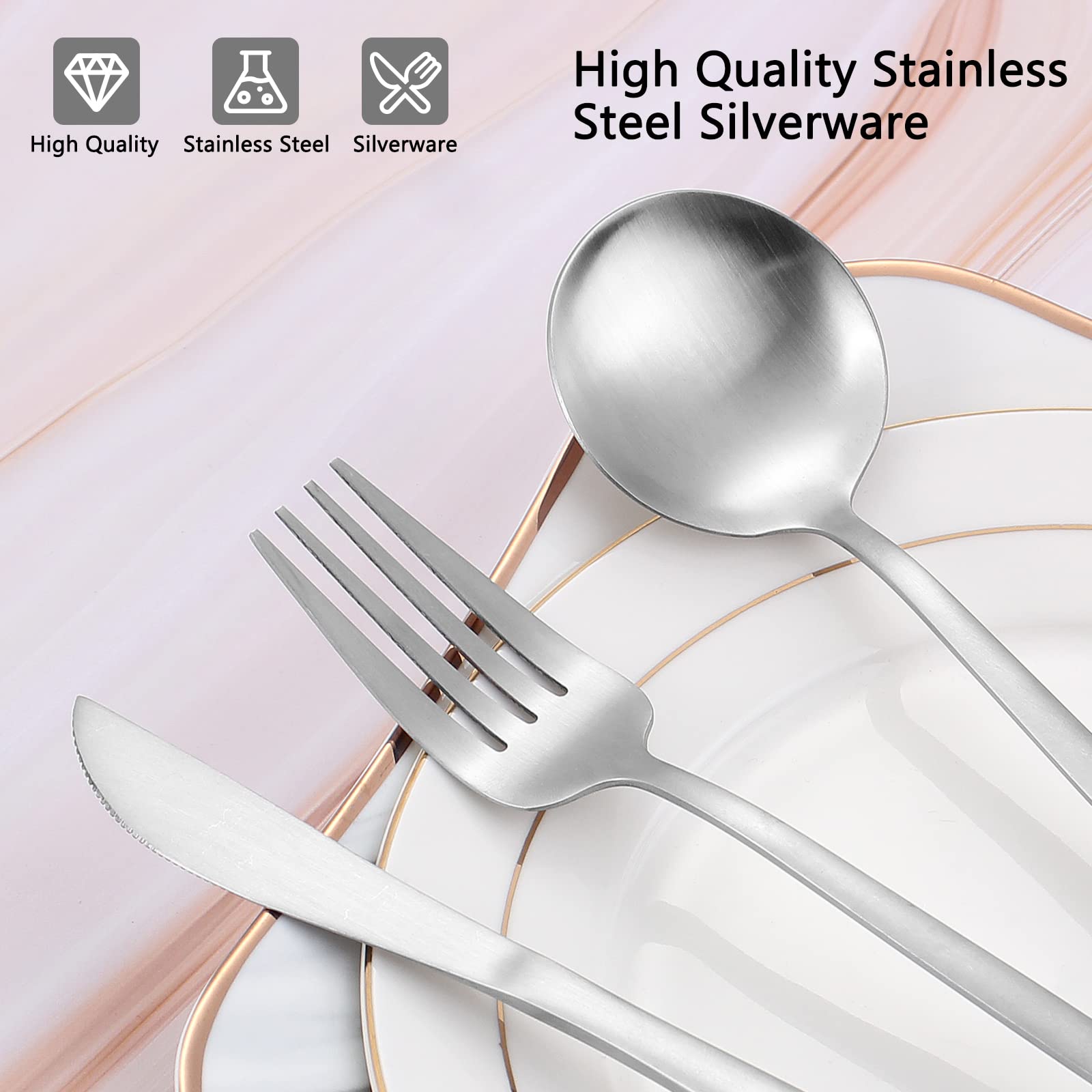 VANVRO dinner spoon with satin finish for elegant dining and steady scooping