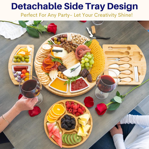 VAREZZA bamboo cheese board and knife set, durable and easy to clean.