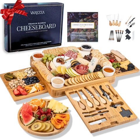 VAREZZA large bamboo charcuterie board ready for elegant entertaining.