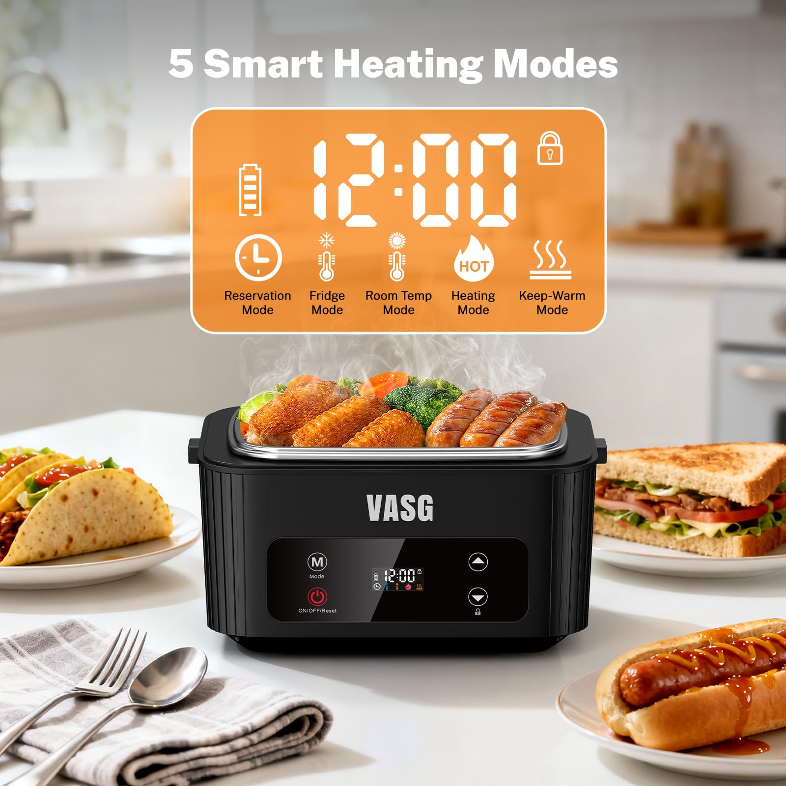 VASG 1.2L capacity lunch box ideal for two sandwiches or a full meal for workdays