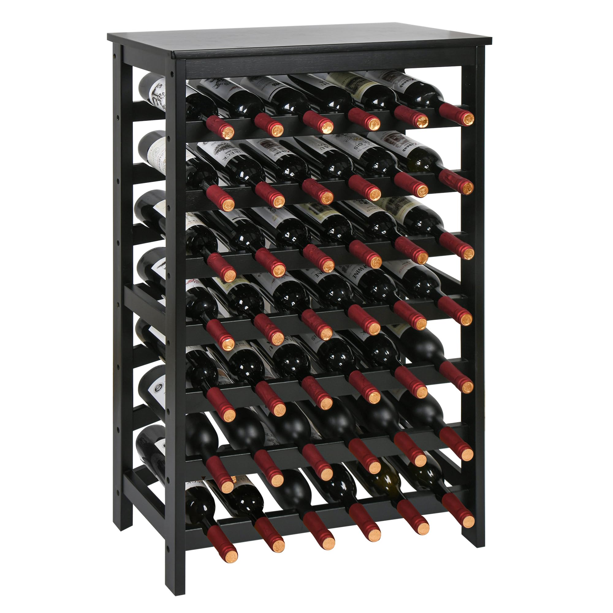 VASMIA 42-bottle bamboo wine rack front view for organized home wine storage