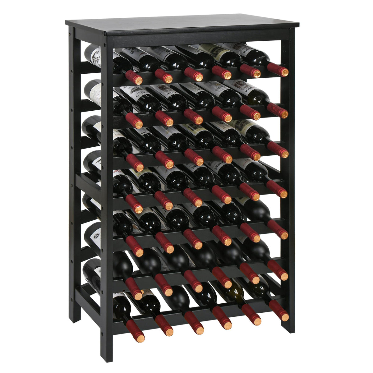 VASMIA 42-bottle bamboo wine rack front view for organized home wine storage
