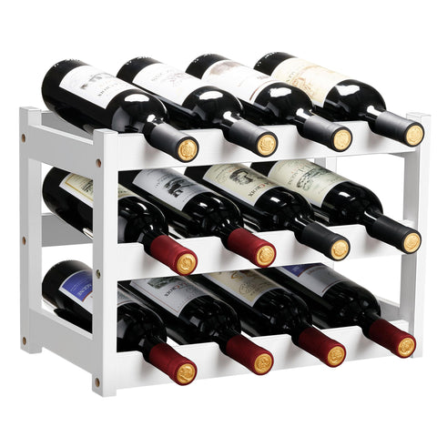 VASMIA bamboo wine rack on a countertop for compact, organized storage.