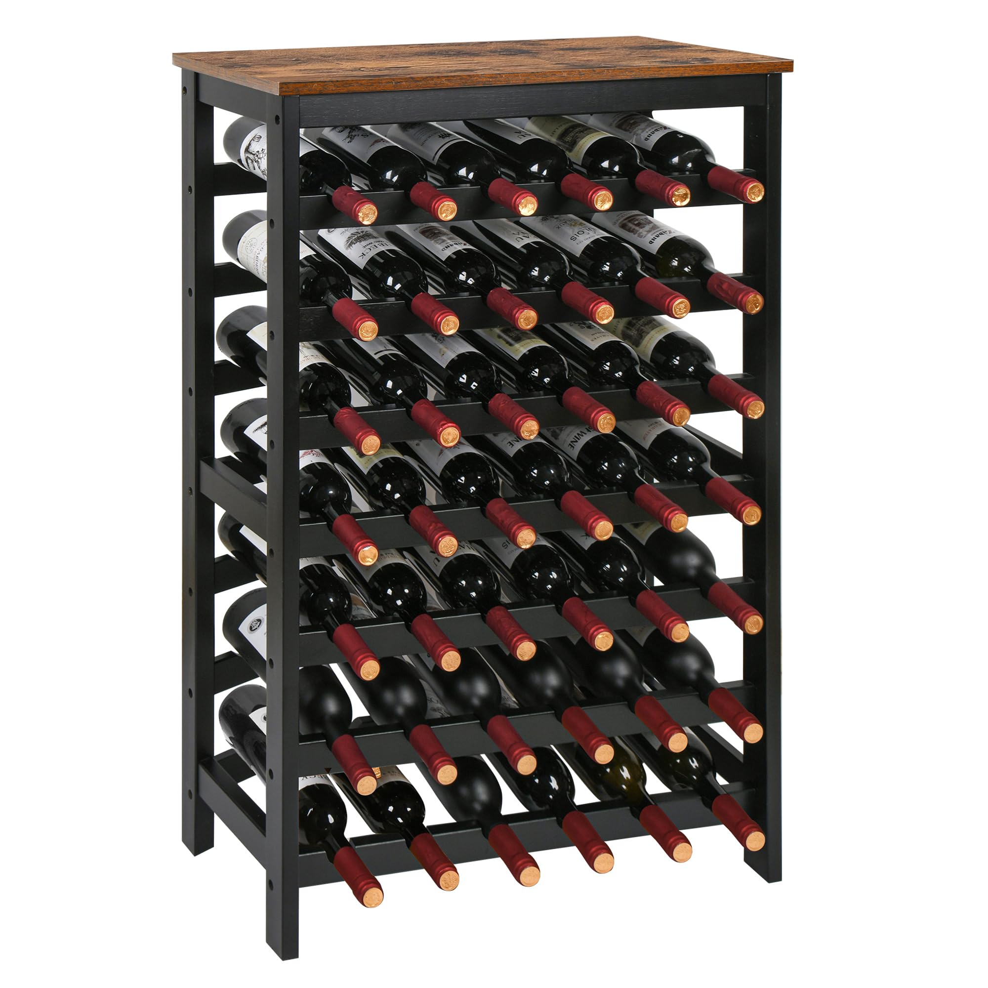VASMIA bamboo wine rack front view with 42-bottle capacity.