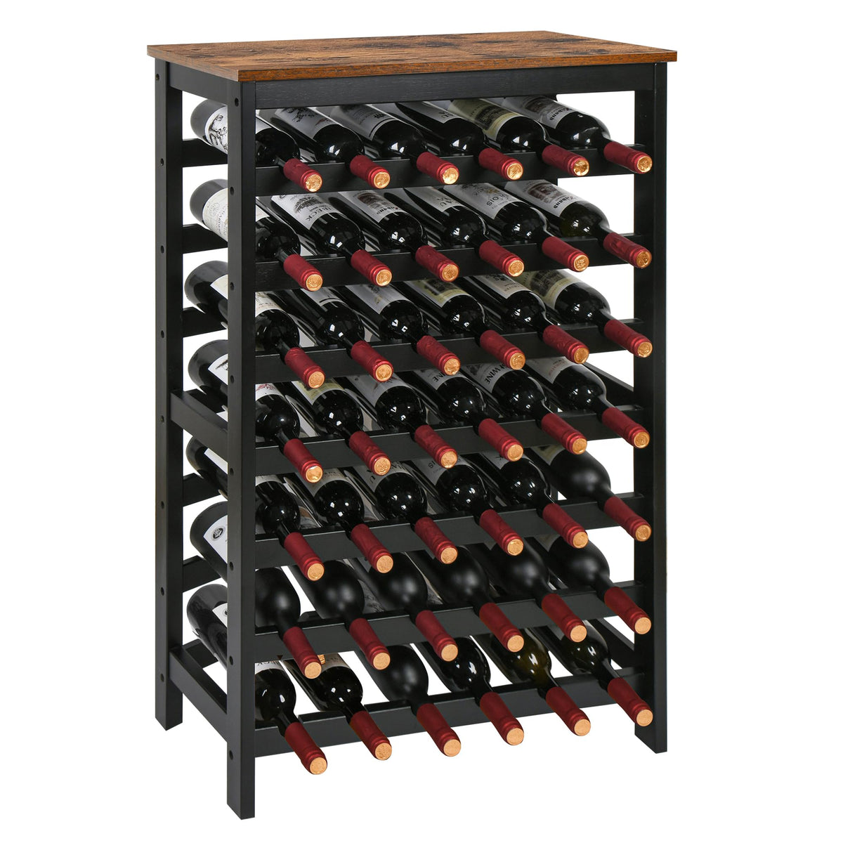 VASMIA bamboo wine rack front view with 42-bottle capacity.