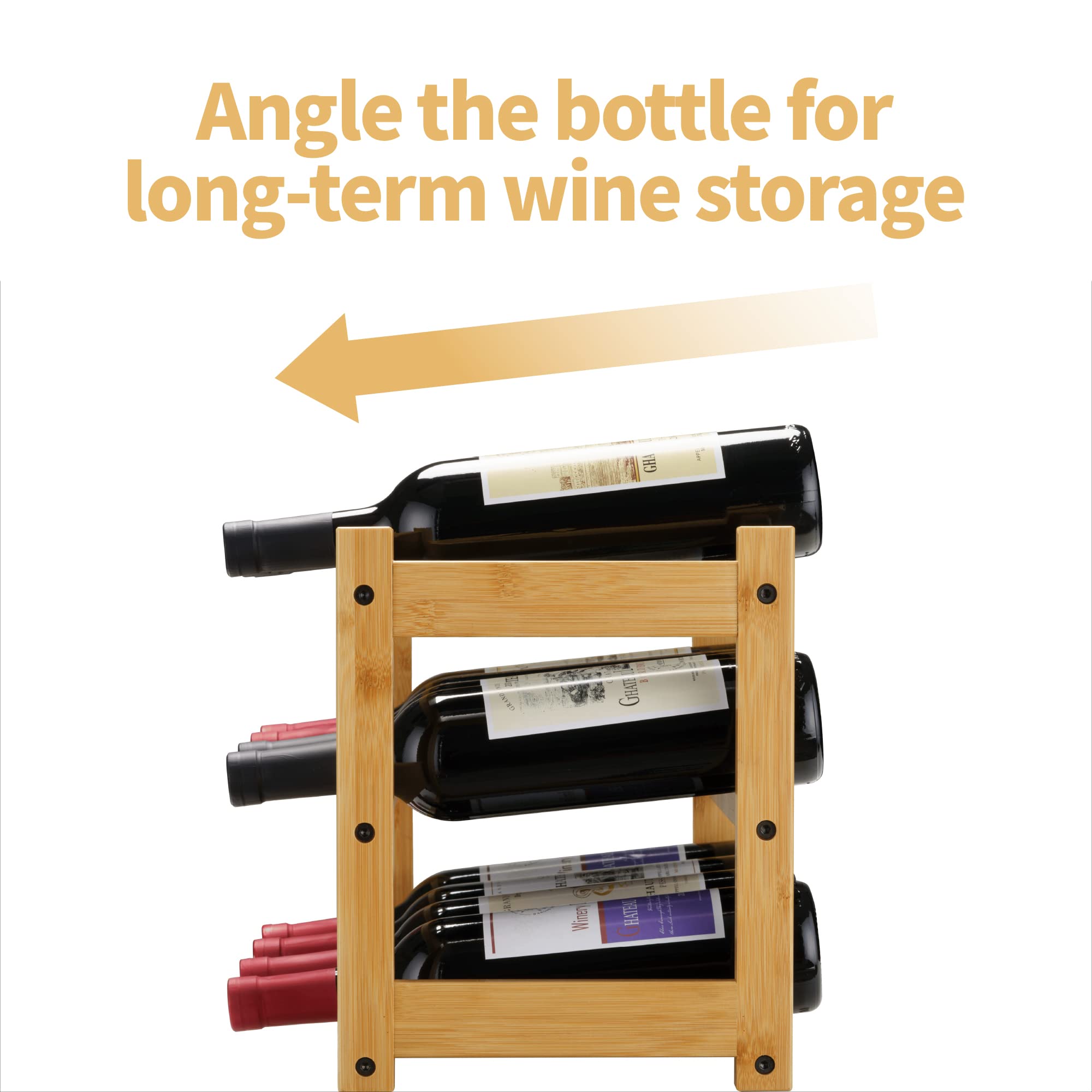 VASMIA bamboo wine rack compact storage suitable for pantry or kitchen display.