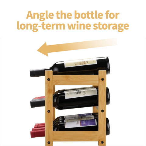 VASMIA bamboo wine rack compact storage suitable for pantry or kitchen display.