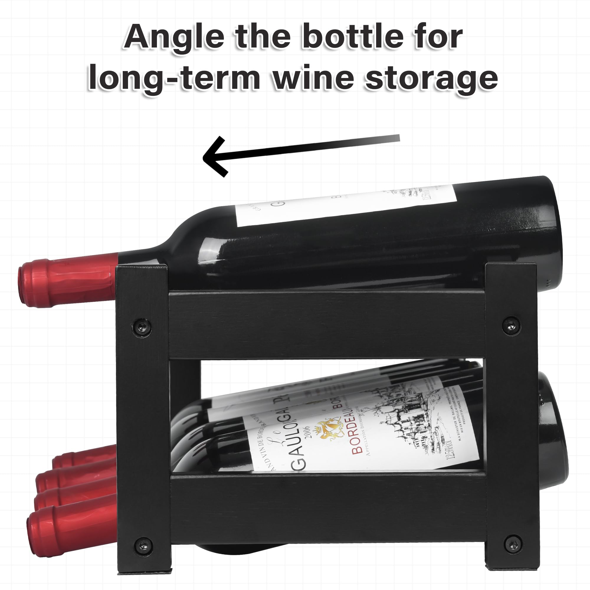 VASMIA Bamboo Wine Rack with black finish promotes organized, elegant wine storage