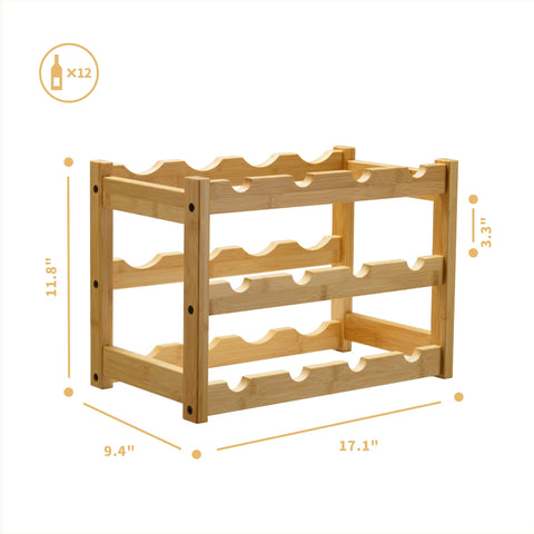 VASMIA bamboo wine rack durable natural material adds stylish storage for any kitchen.