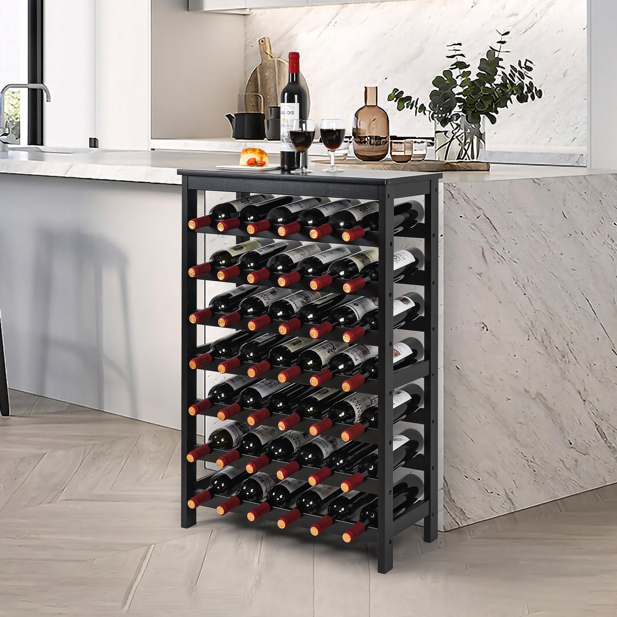 VASMIA table-top wine rack compact design fits countertops while keeping bottles accessible