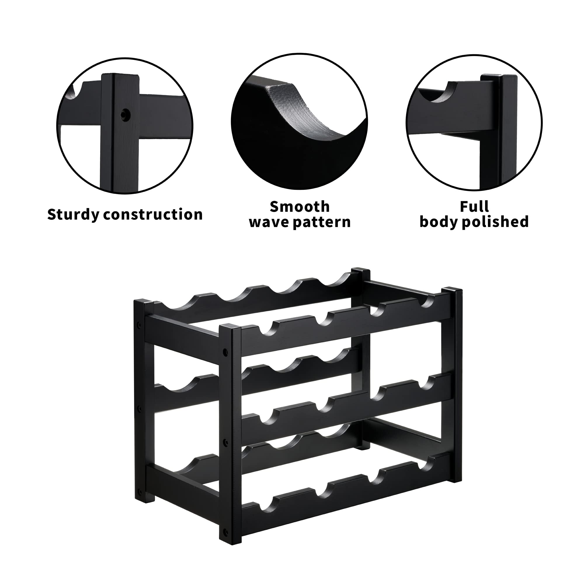 VASMIA wave-shelves securely hold bottles to prevent tilting and wobble.