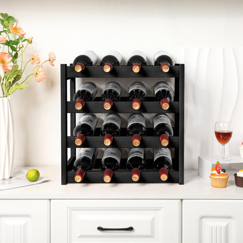 VASMIA wine rack holds up to 16 bottles for easy access.