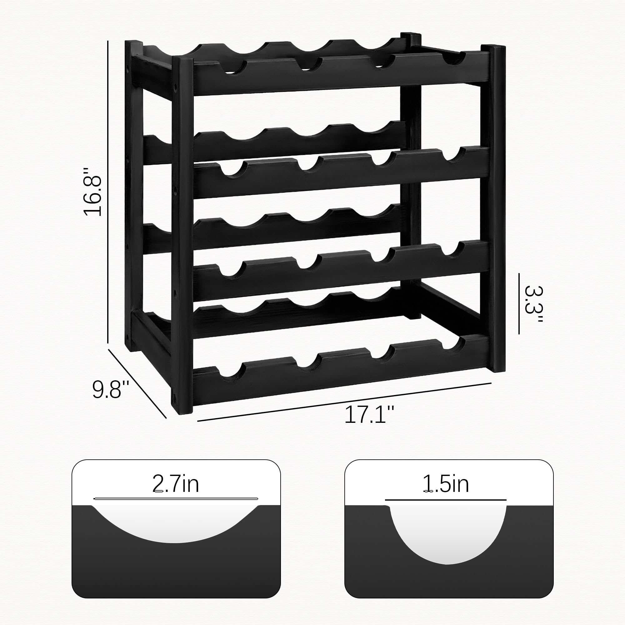 VASMIA compact, space-saving design fits small spaces while keeping wine accessible.