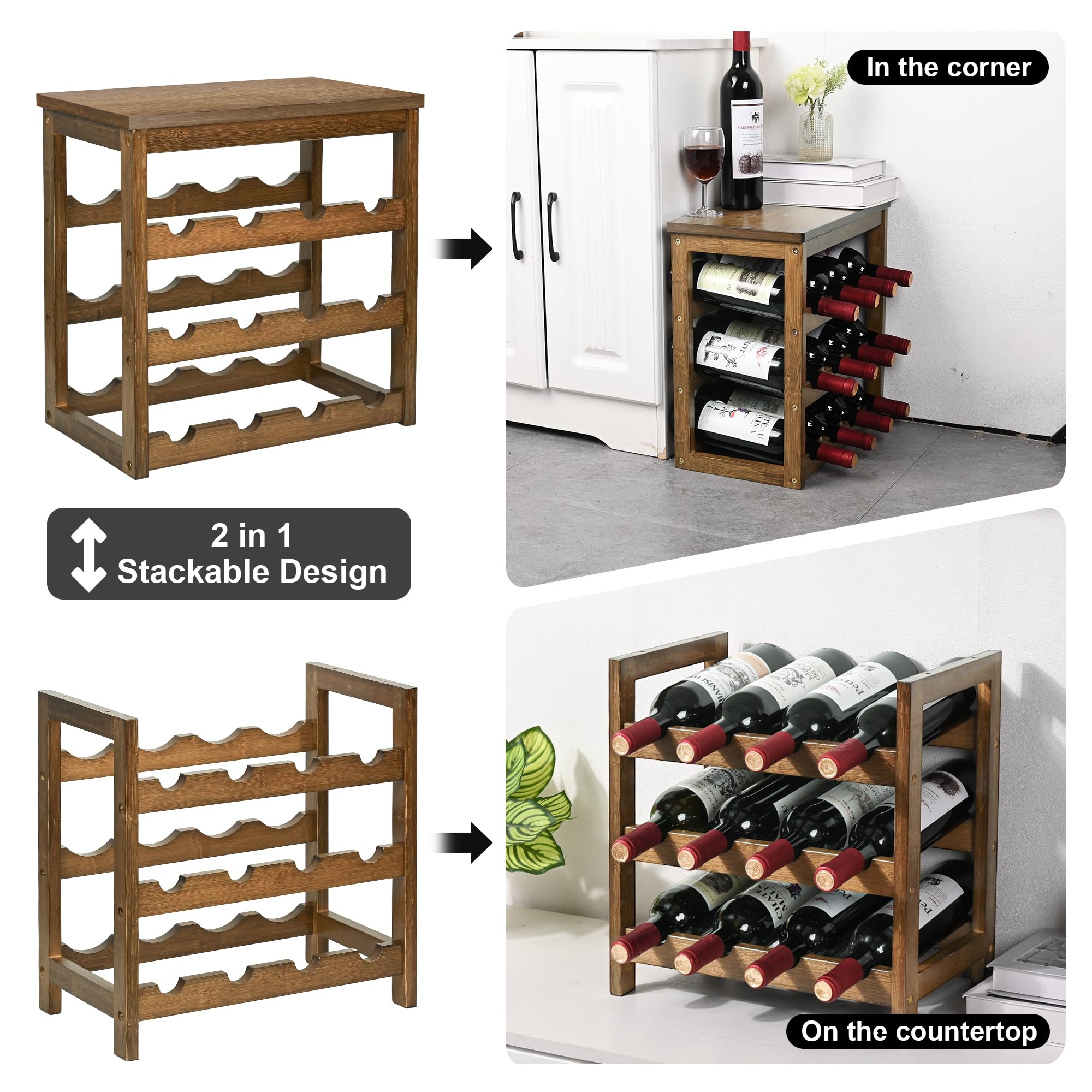 VASMIA eco-friendly bamboo supports long-lasting wine storage.