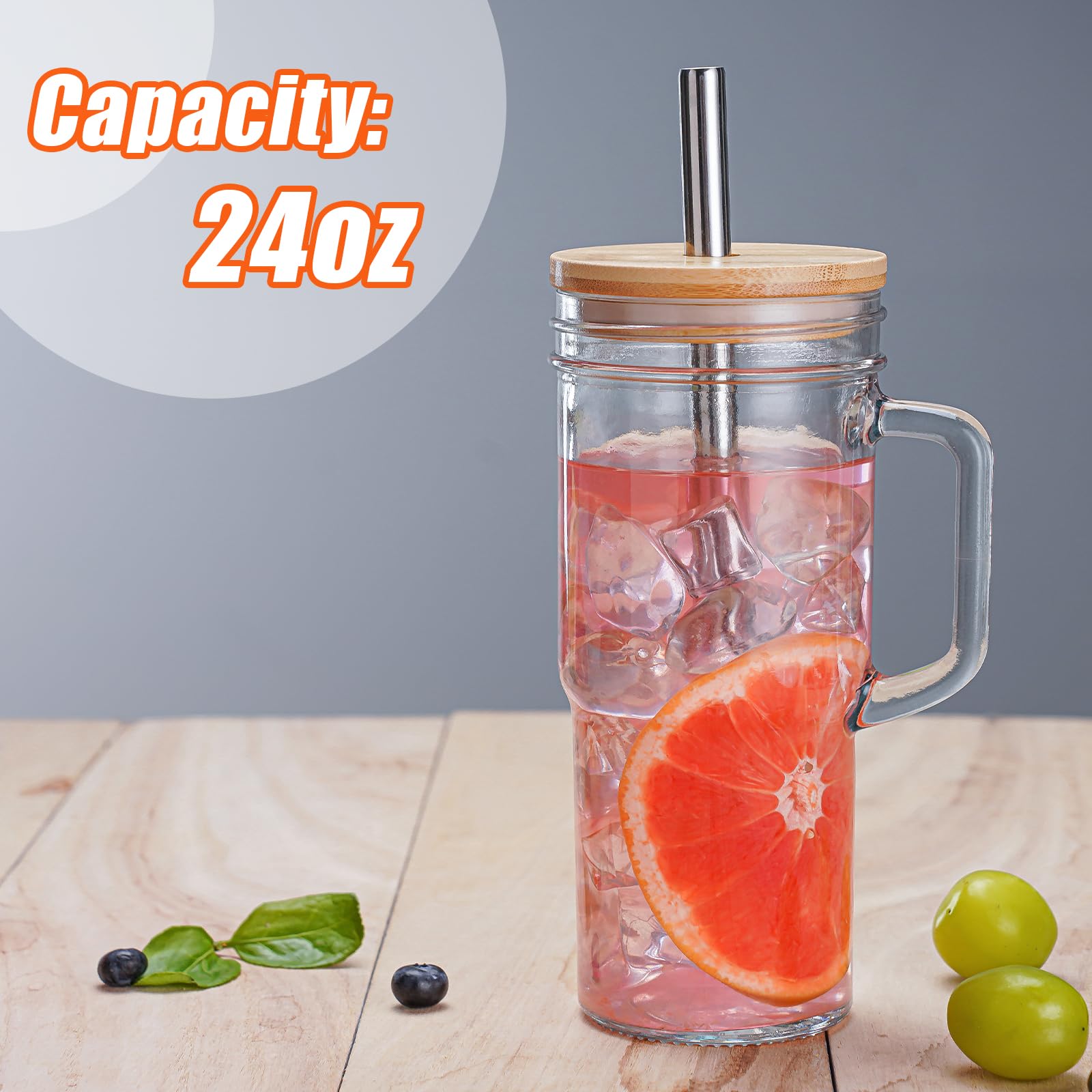 VasoArte 24oz mason jar glass ideal for bubble tea and iced drinks.