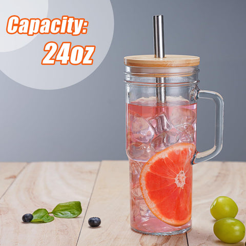 VasoArte 24oz mason jar glass ideal for bubble tea and iced drinks.
