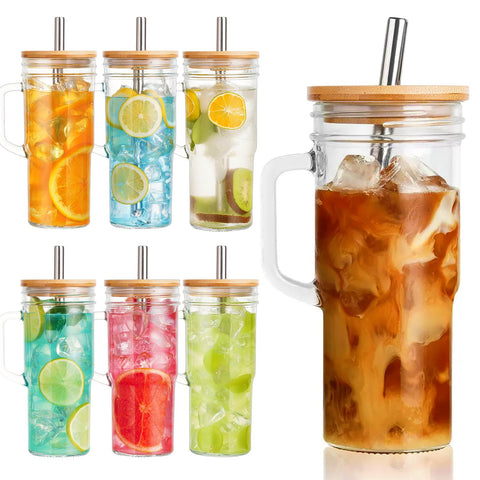 VasoArte glass tumbler with handle, easy grip for on-the-go sipping.