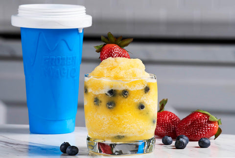 Vat19 Slushy Maker silicone cup delivers fast, no-ice slushies.