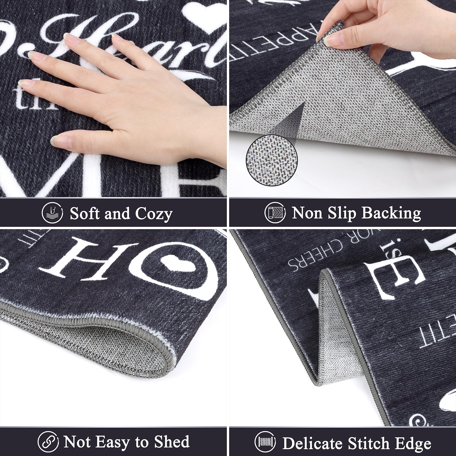 Vaukki Boho rug set in a kitchen layout showing black, versatile design