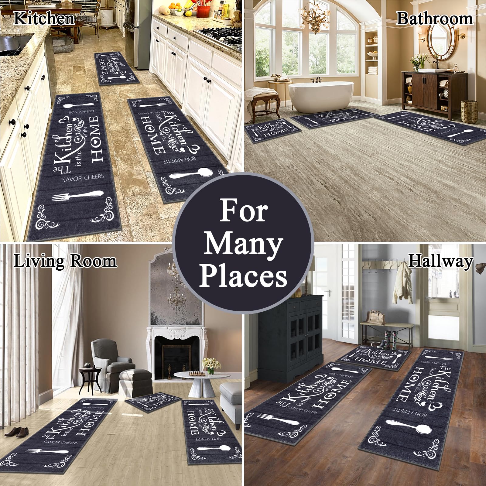 Vaukki Boho kitchen rug back with non-slip backing detail