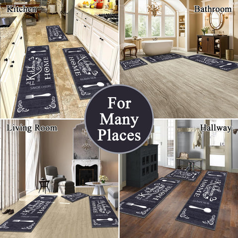 Vaukki Boho kitchen rug back with non-slip backing detail