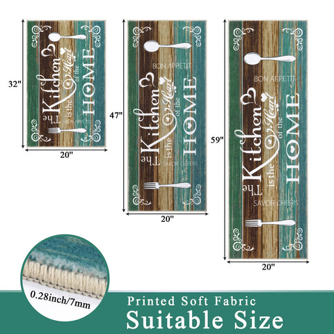 Vaukki Boho 20x47 teal rug with non-slip backing for safe kitchen floors