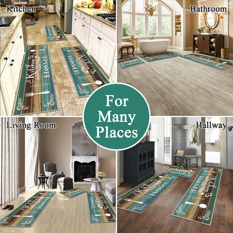 Vaukki Boho 20x59 teal rug in hallway demonstrates durable, cushioned support