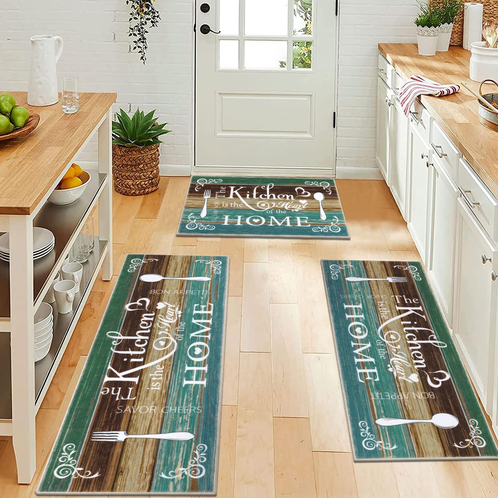 Vaukki Boho rug near sink shows moisture control and easy cleaning