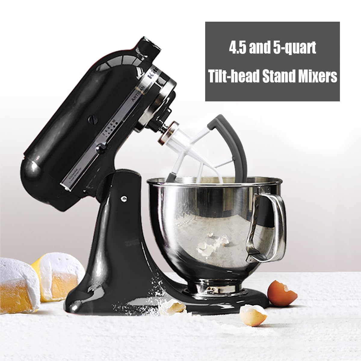 Handles light to medium batters and creamed frostings