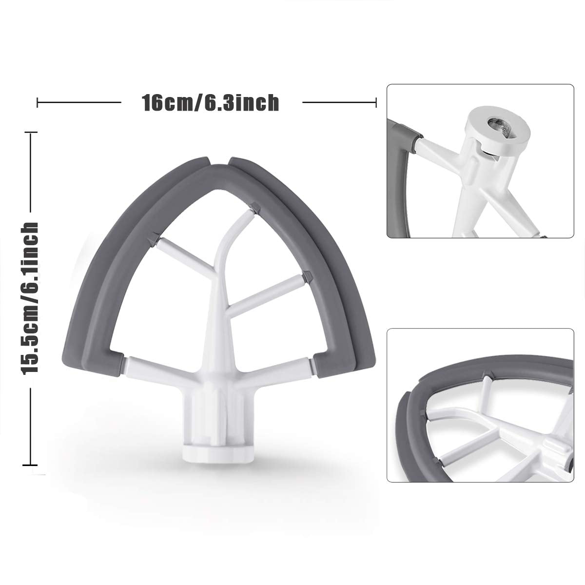 Vaxaape Flex Edge Beater in white metal with silicone edge for safer, efficient blending