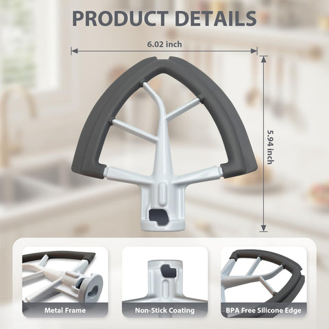 Vaytong Flex Edge Beater fits 4.5-5 qt mixers for smooth batter consistency.