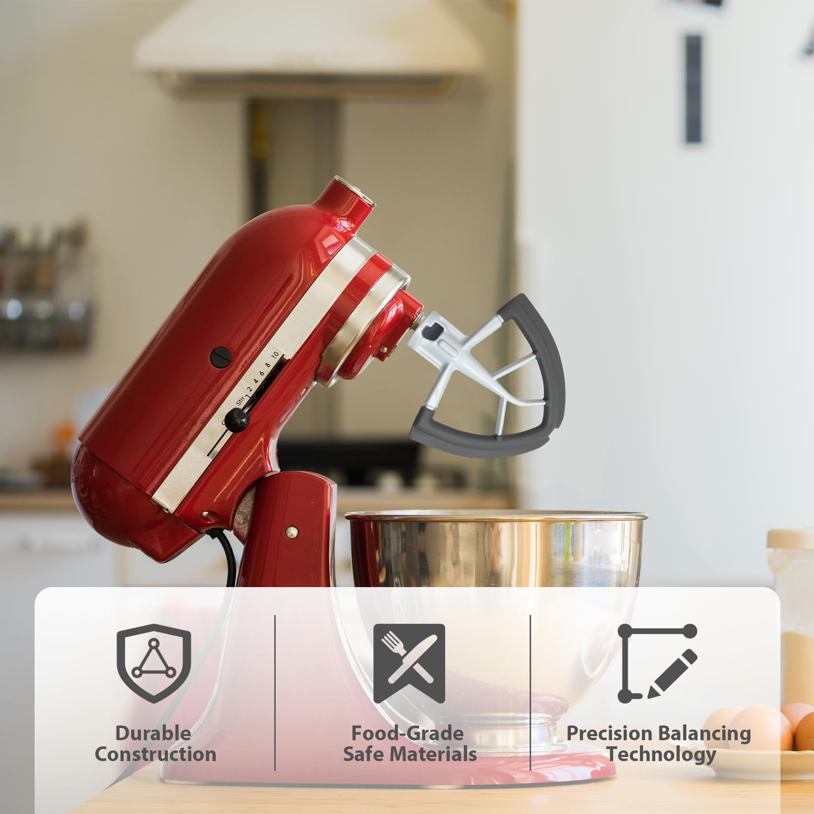 Vaytong Flex Edge Beater is durable and dishwasher safe for easy cleanup.