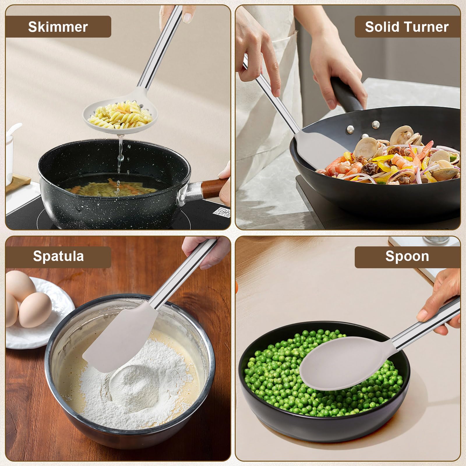 Vayvnt beige ladle for smooth soup serving and pouring