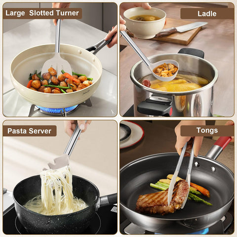 Vayvnt beige pasta server for neat serving of pasta bowls