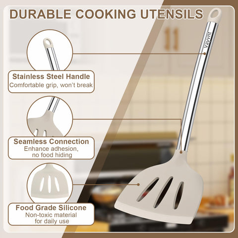 Vayvnt beige spoon for stirring sauces and soups
