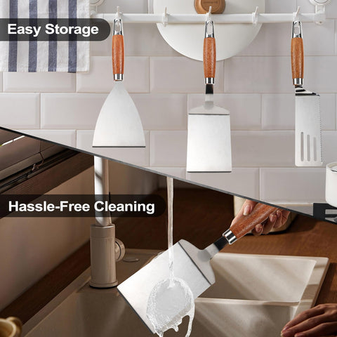 Vayvnt beveled edge spatula glides under food for quick flips