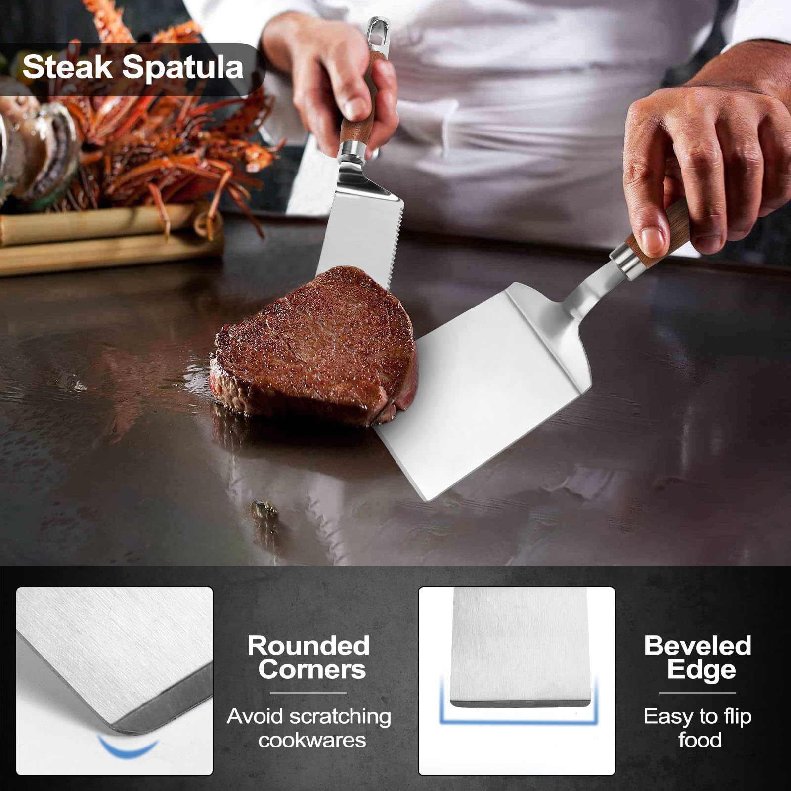Vayvnt spatula with serrated edge for clean cuts while cooking