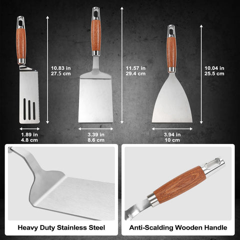Vayvnt stainless steel slotted spatula drains oils for healthier cooking