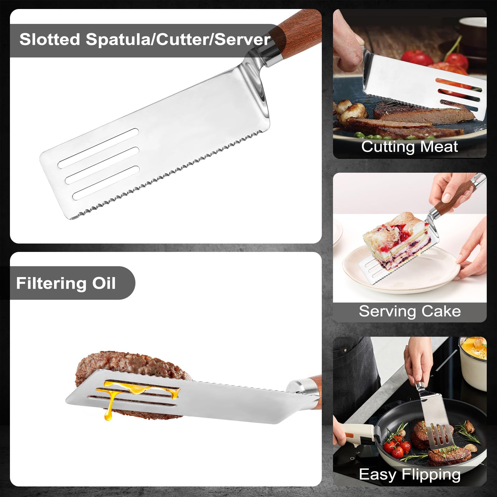 Vayvnt thick steel spatulas resist bending for heavy grilling tasks