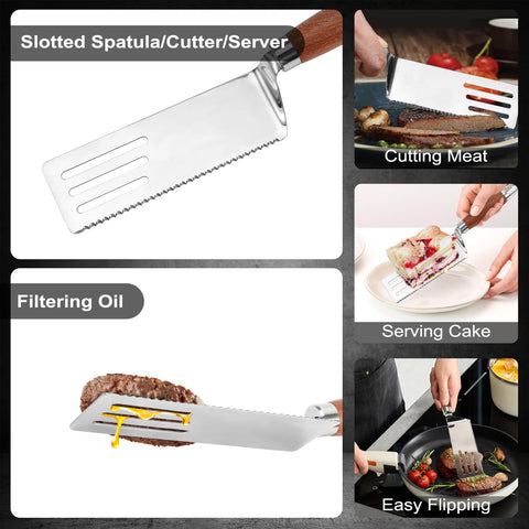 Vayvnt thick steel spatulas resist bending for heavy grilling tasks