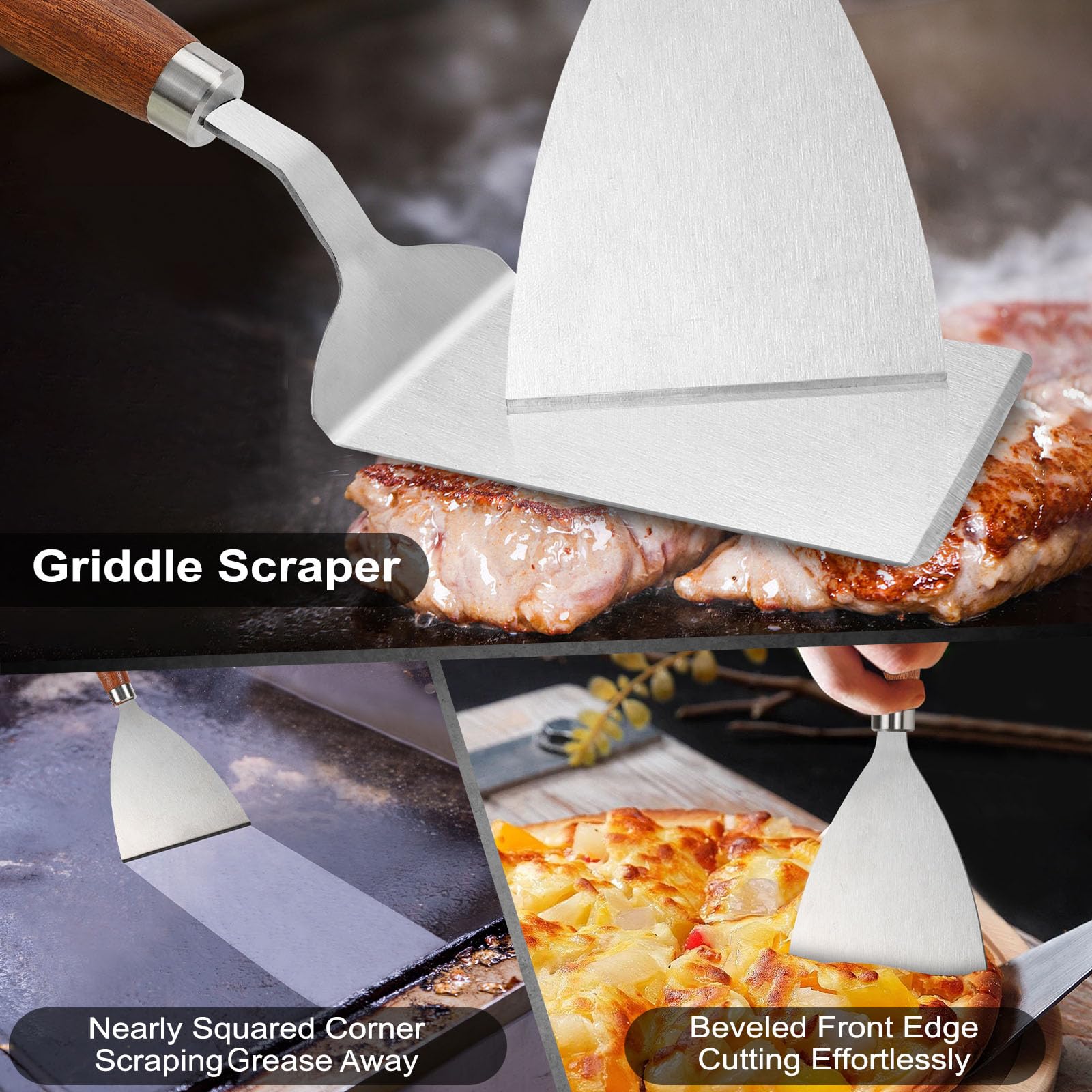 Vayvnt wooden handle spatula stays cool and comfortable during grilling