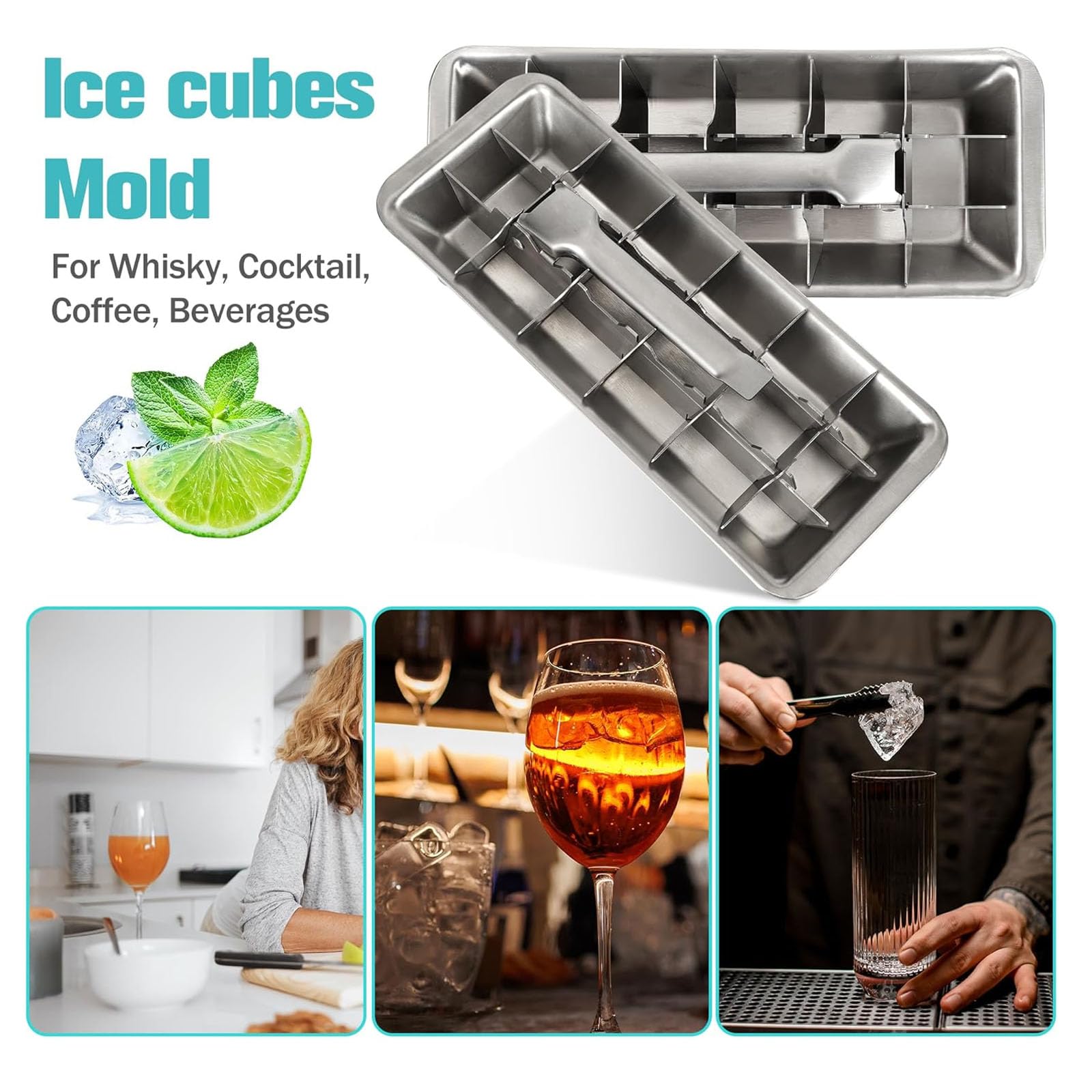 VBQFDPH food-grade stainless steel ice tray resists rust.