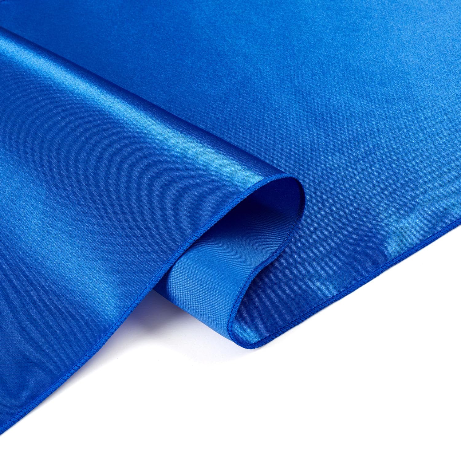 VCUSUELER royal blue satin table runner in soft lighting showing luxurious drape