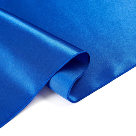 VCUSUELER royal blue satin table runner in soft lighting showing luxurious drape