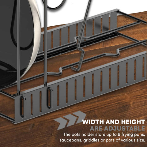Vdomus lid holder keeps pot lids organized and accessible.