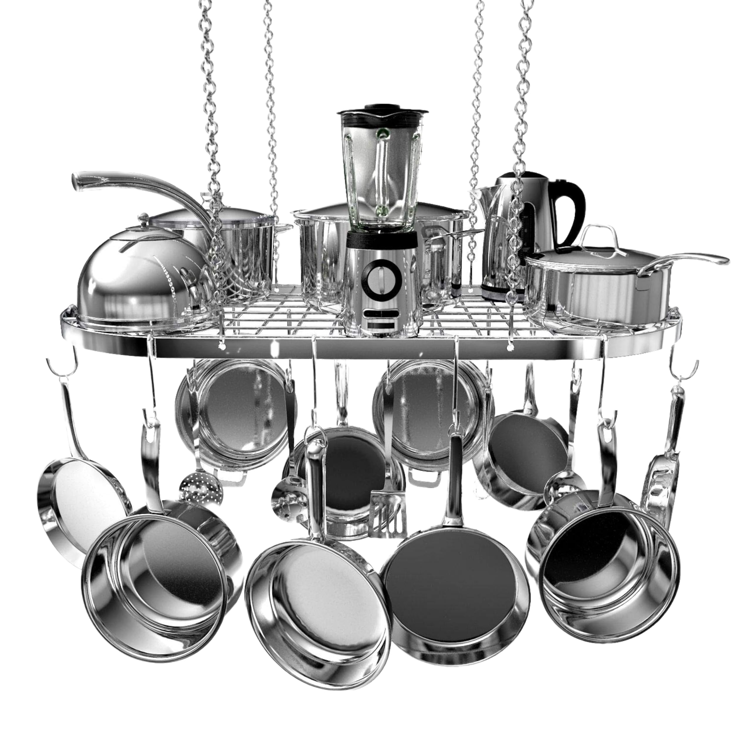 Vdomus hanging pot rack ceiling-mount with 15 hooks for organized cookware
