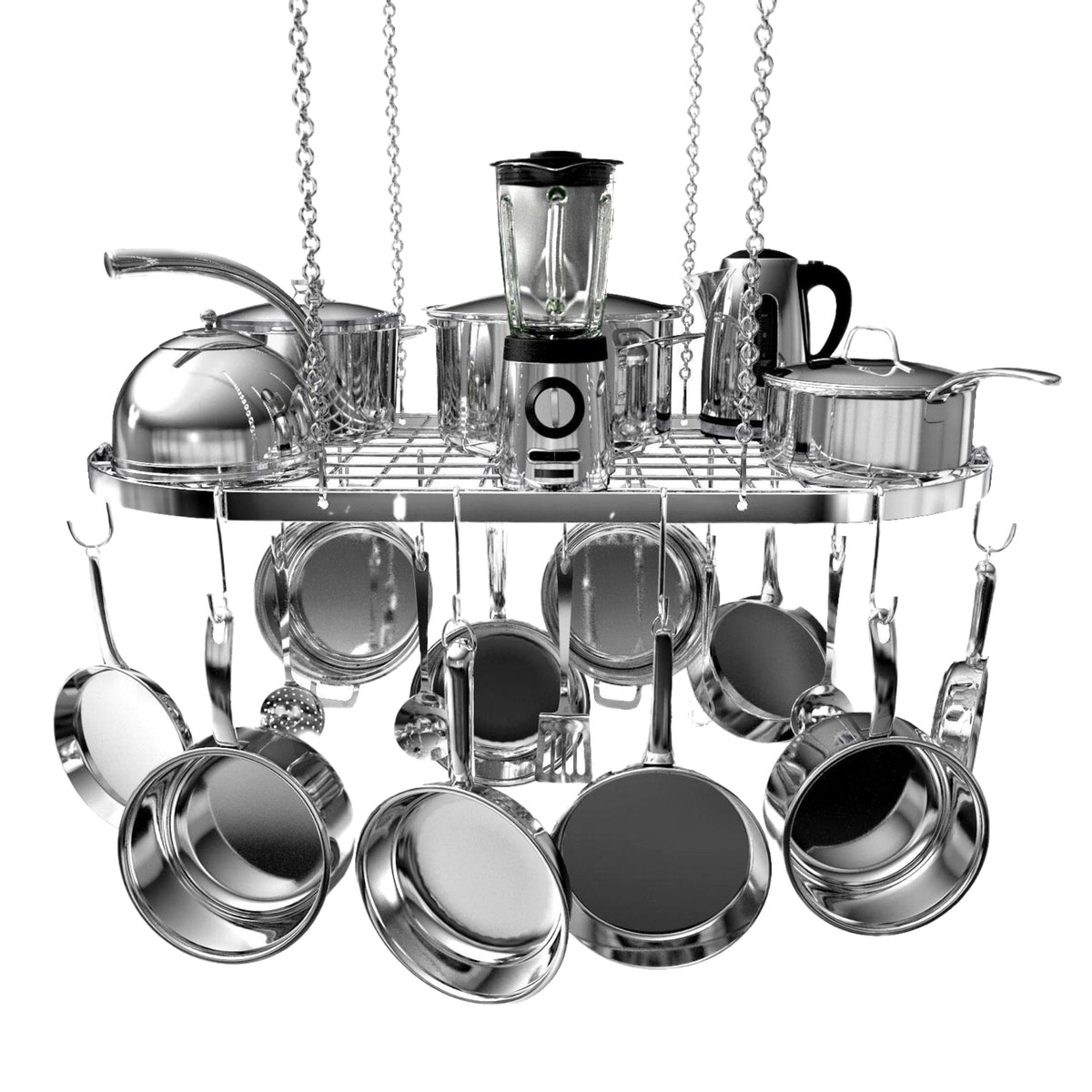 Vdomus hanging pot rack ceiling-mount with 15 hooks for organized cookware
