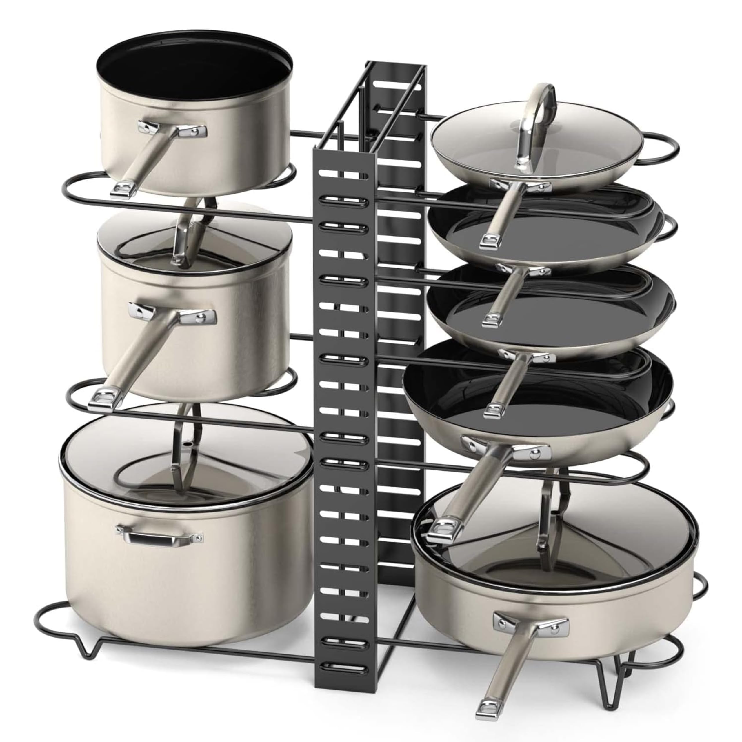 Vdomus pot rack organizer with three DIY methods for flexible kitchen setup.