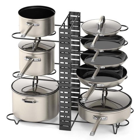 Vdomus pot rack organizer with three DIY methods for flexible kitchen setup.